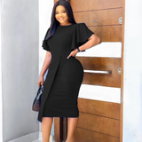 Nina Parker plus Size Dresses Summer Ruffle Sleeve Tight Bandage plus Size Dress
