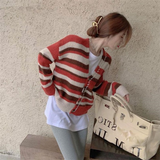 Preppy Aesthetic Sweater Spring and Autumn Vintage Stripe Loose Sweaters