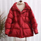 Women Winter Coats Puffer Jacket Down Coat Winter New Slim Slimming Profile Drawstring White Duck Down Coat