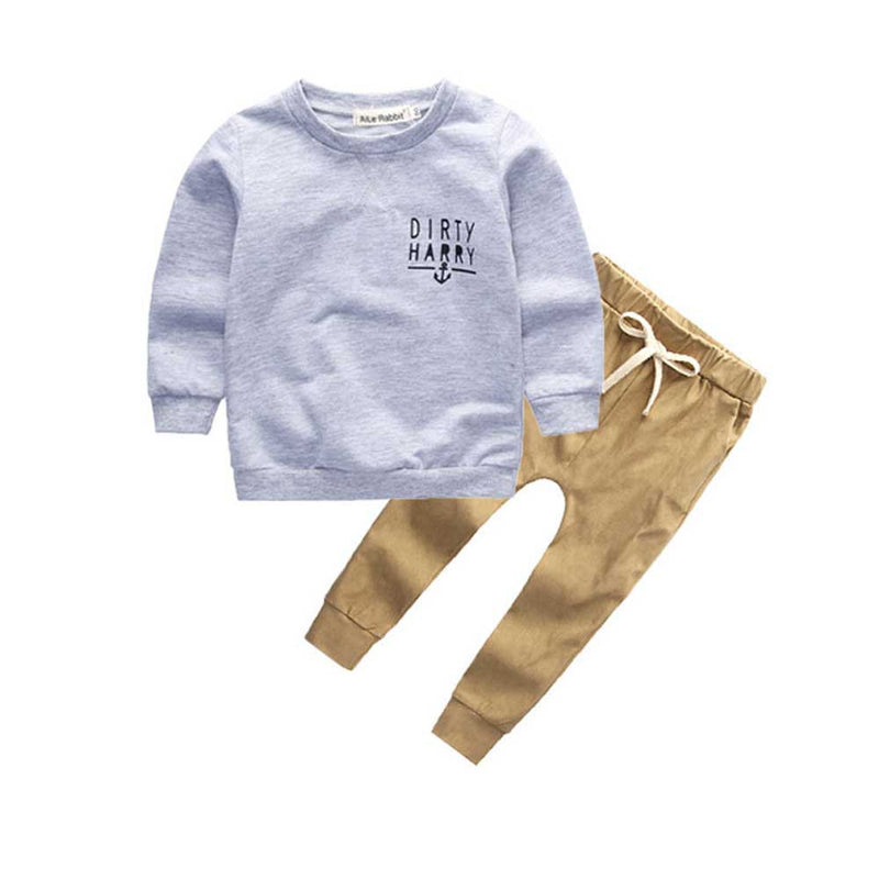 Children Boy Co Ord Letter Long Sleeve T-shirt Skinny Trousers 2 Piece Set