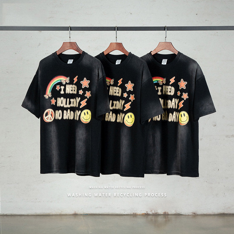 Preppy Aesthetic T Shirt Men's Clothing Summer Printing Short T-shirt Men's