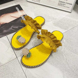 Women Open Toe Sandals Flats Pineapple Fruit Sandals Flat Fashion Large Size Shoes