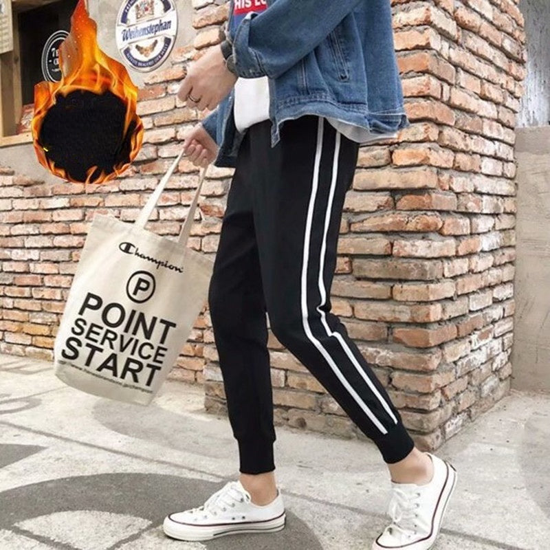 Men Pants Fleece-Lined Long Pants Men's Casual Pants Autumn and Winter Sports