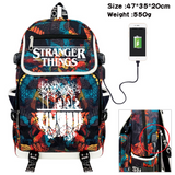 Stranger Things Backpack Printed Backpack USB Charging Schoolbag Computer Bag
