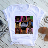 Oversized 90s T Shirt Funny Print T-Shirt Girls Black Queen Lips Harajuku