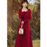 Court Vintage Red Gold Velvet cottagecore aesthetic dress