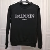 T Shirt Balmain Autumn and Winter Sweater Cotton Wool Loop Head Long Sleeve T-shirt Black and White Gilding Letters