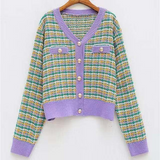Preppy Aesthetic Sweater Autumn and Winter Knitting Cropped Sweater