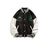 Vintage Letterman Jacket Spring and Autumn Ordinary Color Matching Patch Pocket Casual Flight Jacket