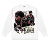 Kyrie Irving Shirt Kyrie Irving Printed Heavy Vintage Distressed Long Sleeve Loose Cotton Crew Neck