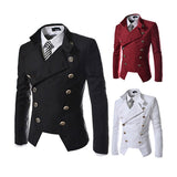 Bohemian Chic Wedding Guest Men Attire Fashion Double Breasted Men's Slim Fit Suit Jacket Stand Collar