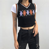 Preppy Aesthetic Sweater Autumn Women Clothing Plaid Vest for Women