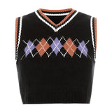 Preppy Aesthetic Sweater Autumn Women Clothing Plaid Vest for Women