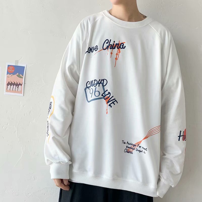 Men Sweatshirts Autumn Sweater Men's Loose plus Size Crew Neck Long Sleeve T-shirt