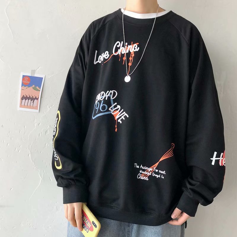 Men Sweatshirts Autumn Sweater Men's Loose plus Size Crew Neck Long Sleeve T-shirt