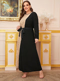 Muslim Women Stylish Kashibo Abaya Muslim Ladies Long Gown Islamic Clothing Jilbab Jalabiya Fashion Stitching Tassel Sequined Plus Size Dress