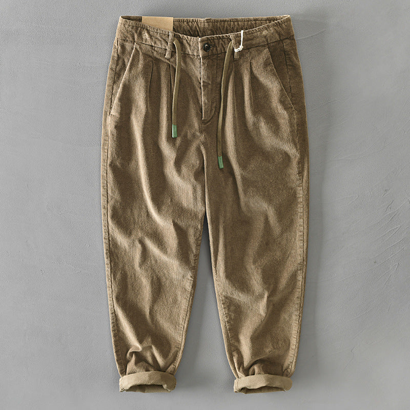 Mens Corduroy Pants Fall Winter Men Cotton Corduroy Solid Color Casual Working Pants