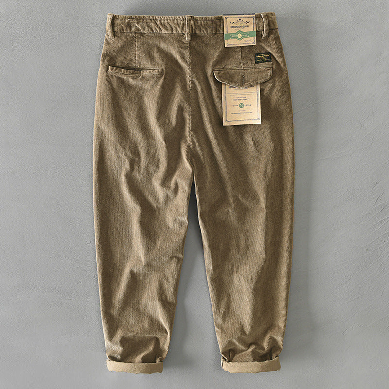 Mens Corduroy Pants Fall Winter Men Cotton Corduroy Solid Color Casual Working Pants