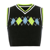Preppy Aesthetic Sweater Autumn Women Clothing Plaid Vest for Women