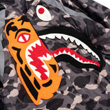 Shark Print Coat Autumn And Winter Men'S Casual Camouflage Shark Head Lightweight Warm Hooded Cotton Coat Jacket