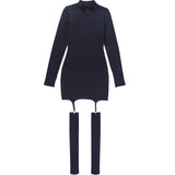 Winter Formal Dresses Autumn Sexy Solid Color Long Sleeve Turtleneck Slim-Fit Sheath Dress