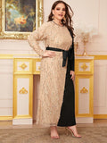 Muslim Women Stylish Kashibo Abaya Muslim Ladies Long Gown Islamic Clothing Jilbab Jalabiya Fashion Stitching Tassel Sequined Plus Size Dress