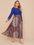 Muslim Women Stylish Kashibo Abaya Muslim Ladies Long Gown Islamic Clothing Jilbab Jalabiya Fashion Blue Printing Stitching Dress