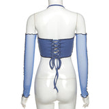 Music Festivals Rave Outfits Girls Tops Fall Women's Clothing Sexy Backless Slim Fit
