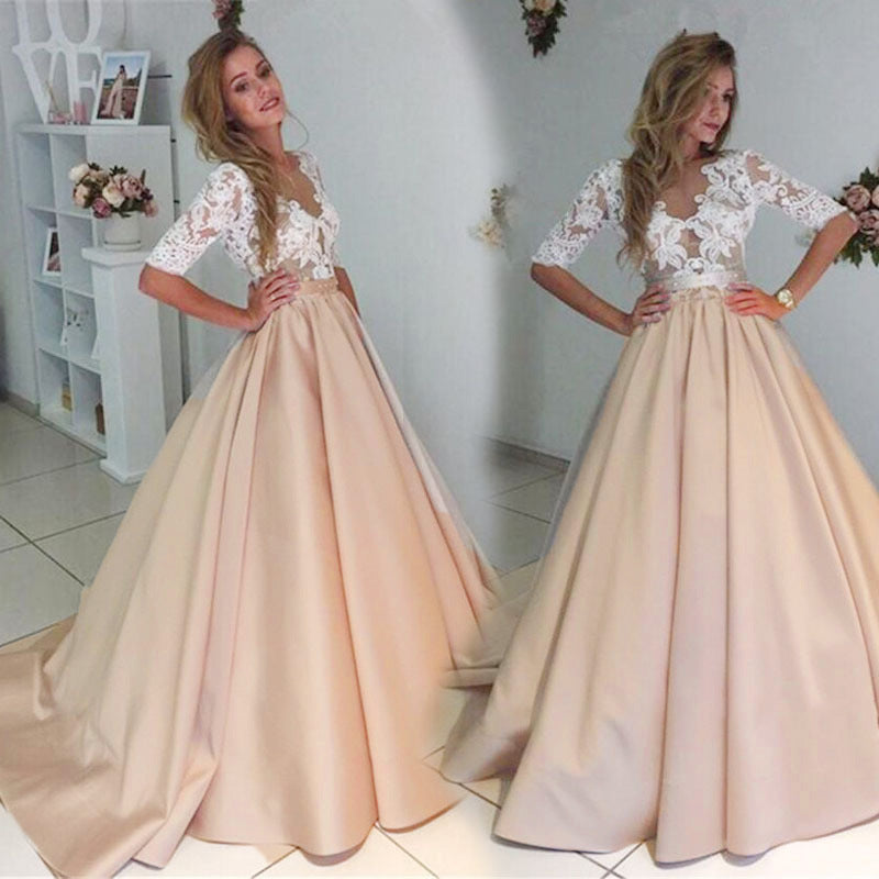 Women Lace Wedding Dress Bow Lace-up Backless Tutu Dress