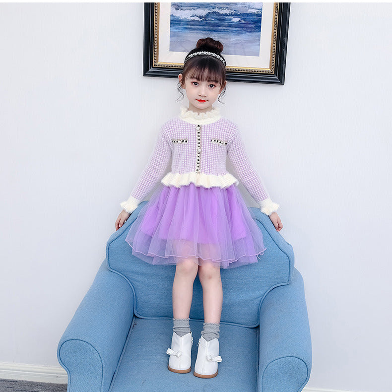 Girl Dress Kids' Sweater Autumn and Winter Baby Princess Dress