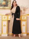 Muslim Women Stylish Kashibo Abaya Muslim Ladies Long Gown Islamic Clothing Jilbab Jalabiya Fashion Stitching Tassel Sequined Plus Size Dress