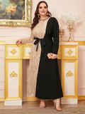 Muslim Women Stylish Kashibo Abaya Muslim Ladies Long Gown Islamic Clothing Jilbab Jalabiya Fashion Stitching Tassel Sequined Plus Size Dress