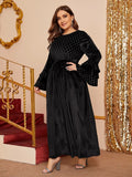 Muslim Women Stylish Kashibo Abaya Muslim Ladies Long Gown Islamic Clothing Jilbab Jalabiya Fashion Flared Sleeves Casual Long Dress