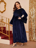 Muslim Women Stylish Kashibo Abaya Muslim Ladies Long Gown Islamic Clothing Jilbab Jalabiya Fashion Flared Sleeves Casual Long Dress