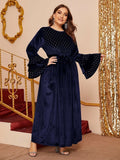 Muslim Women Stylish Kashibo Abaya Muslim Ladies Long Gown Islamic Clothing Jilbab Jalabiya Fashion Flared Sleeves Casual Long Dress