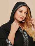 Muslim Women Stylish Kashibo Abaya Muslim Ladies Long Gown Islamic Clothing Jilbab Jalabiya Muslim Side Slit Hooded Maxi Dress Fashion Robe