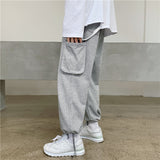 Men Pants Thin-Style Gray Sports Pants Casual Spring and Autumn
