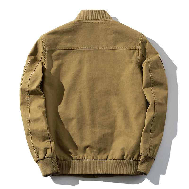 Yellow Varsity Jacket Workwear Jacket Men's Washed Cotton Men's Autumn Coat Flying Jacket Baseball Uniform