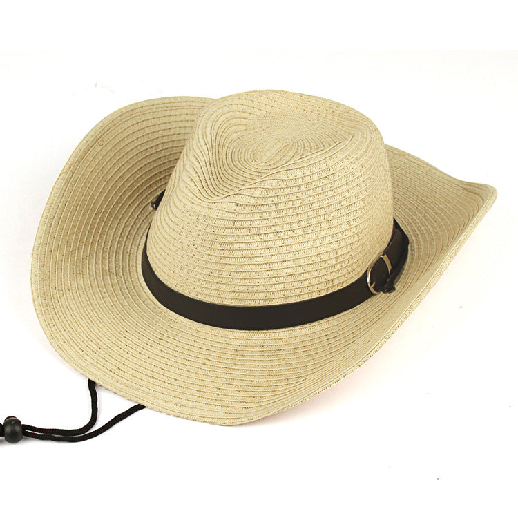 Cowgirl Hats Men's Beach Hat Sun Protection Big Brim Hat Summer Top Hat Straw Hat