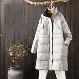 Women Winter Coats Puffer Jacket Down Coat Winter Clothing Mid-Length Loose Lapel Down Jacket Coat