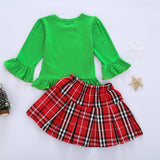 Children Girl Skirts Long Sleeve Top and Skirt Two-Piece Set