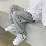 Men Pants Thin-Style Gray Sports Pants Casual Spring and Autumn