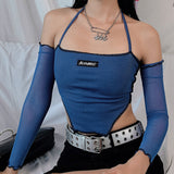 Music Festivals Rave Outfits Girls Tops Fall Women's Clothing Sexy Backless Slim Fit