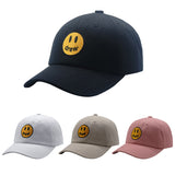 Smiley Face Cap Drew Smiling Face Embroidery Peaked Cap