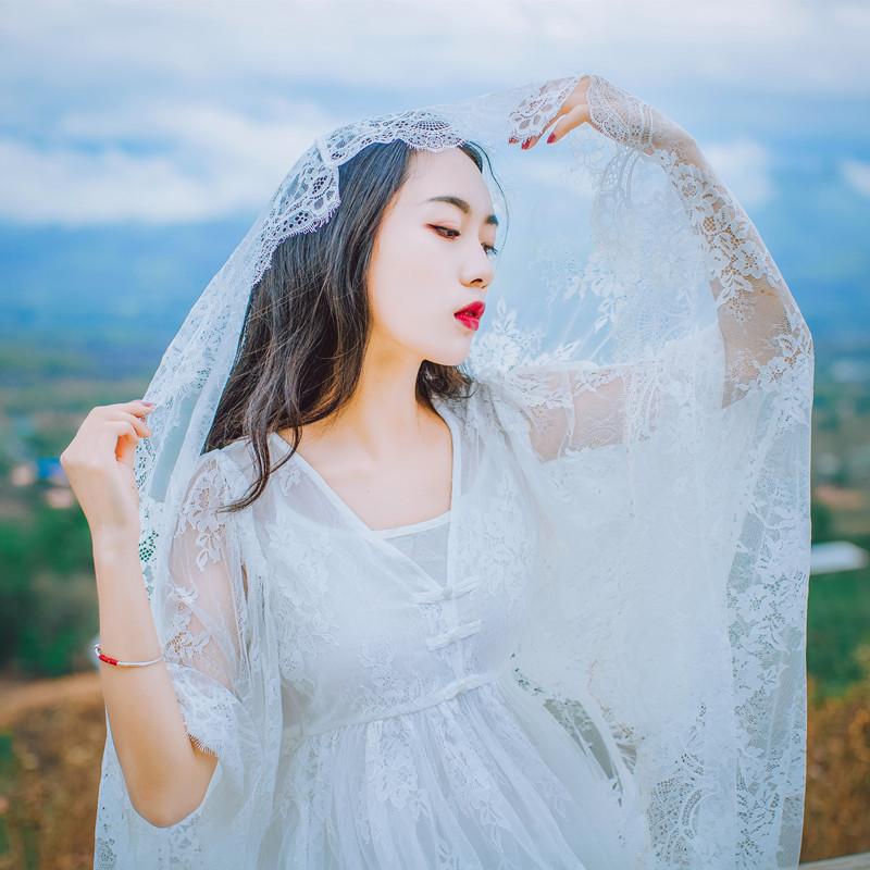 Spring and Summer Vintage Bell Sleeve White Lace Dress Bohemia Retro Vintage Cottagecore Aesthetic Flowy Victoria Cottage Core Boho Dress