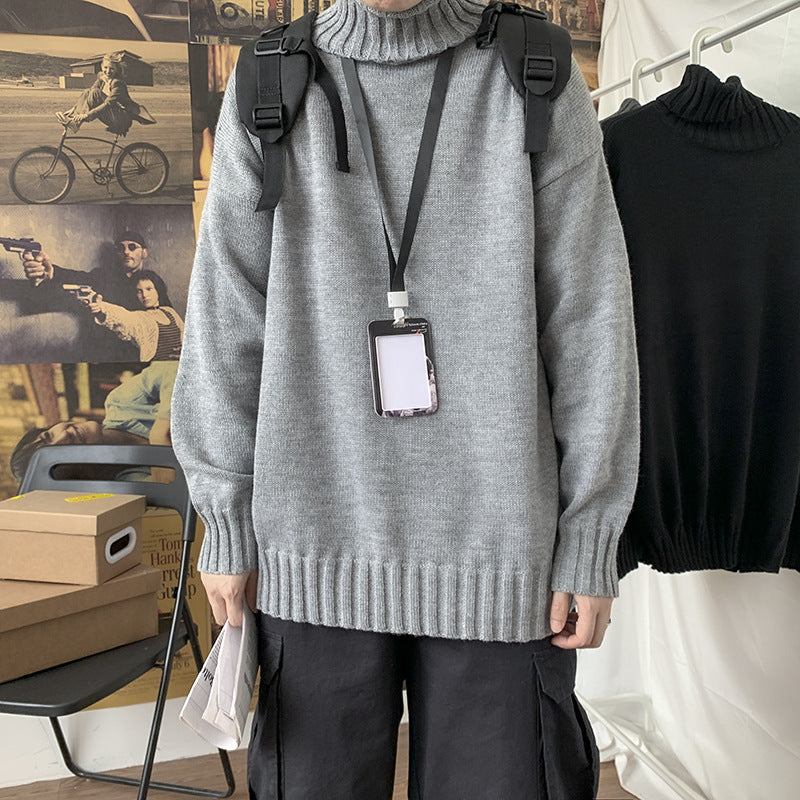 Men Turtleneck Sweater Autumn and Winter Men's Sweater Half Turtleneck Knitted Solid Color