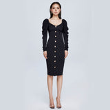 Women Spring Dress Stacked Long Sleeve Ladies Dress Spring and Autumn Tight Slimming Midi Dress