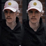 Smiley Face Cap Drew Smiling Face Embroidery Peaked Cap