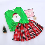 Children Girl Skirts Long Sleeve Top and Skirt Two-Piece Set