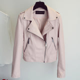 Women PU Leather Jacket Biker Motorcycle Coat Spring and Autumn Women's Slim Fit Figure Flattering Leather Jacket Coat